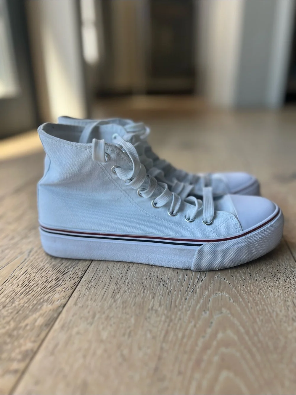 High-Top Canvas Sneakers - White